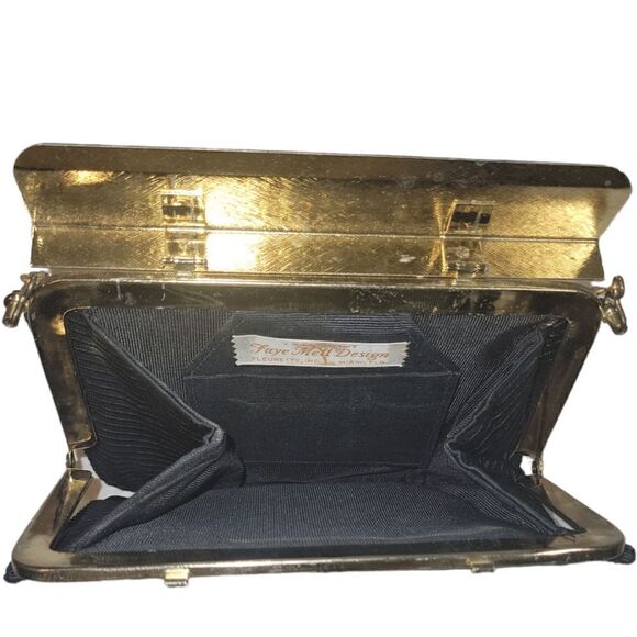 Vintage 1960s Faye Mell Design Fleurette, Inc Black Eveing Bag Cluch - Picture 9 of 16